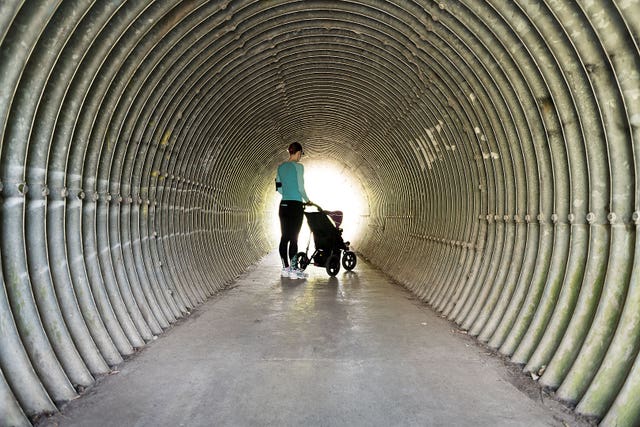 A photo issued by Historic England from its Picturing Lockdown Collection taken by Historic England photographer Steven Baker of the tunnel that leads to his nearest open space for daily exercise in Victory Park, Stroud, Gloucestershire