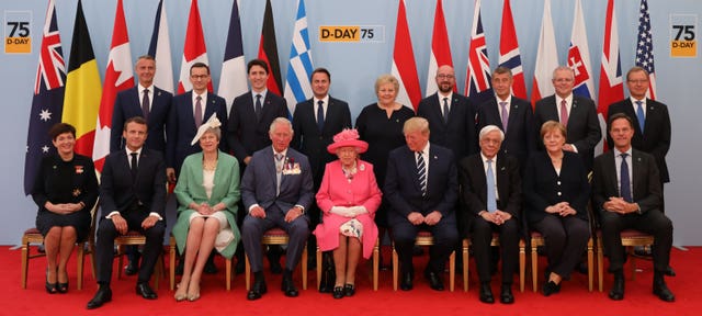 The Prince of Wales and the Queen with world leaders at the commemorations in Portsmouth