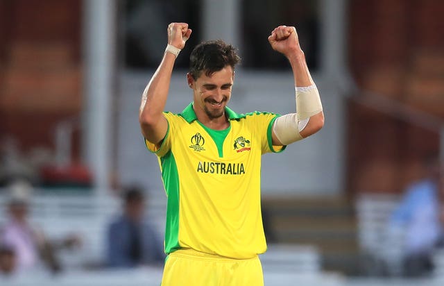 Mitchell Starc celebrates Australia's win