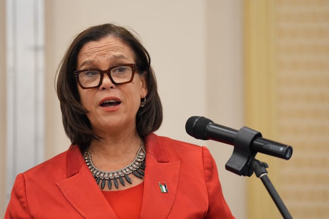 Sinn Fein leader Mary Lou McDonald speaking to her parliamentary party