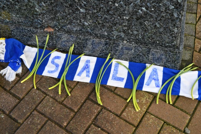 Flowers have been left near Cardiff's stadium after a plane carrying Emiliano Sala went missing over the English Channel. (Ben Birchall/PA Images)