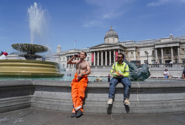 It was sweltering in Trafalgar Square, London (PA)