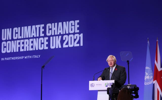 Boris Johnson addresses the Cop26 summit in Glasgow