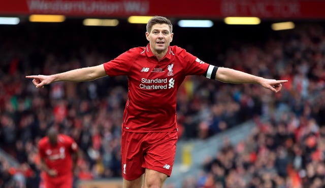 There was a familiar sight at Anfield as Steven Gerrard scored for a Liverpool Legends side against AC Milan