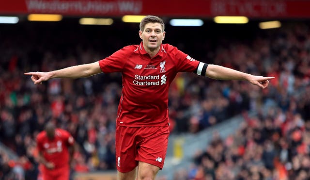 There was a familiar sight at Anfield as Steven Gerrard scored for a Liverpool Legends side against AC Milan