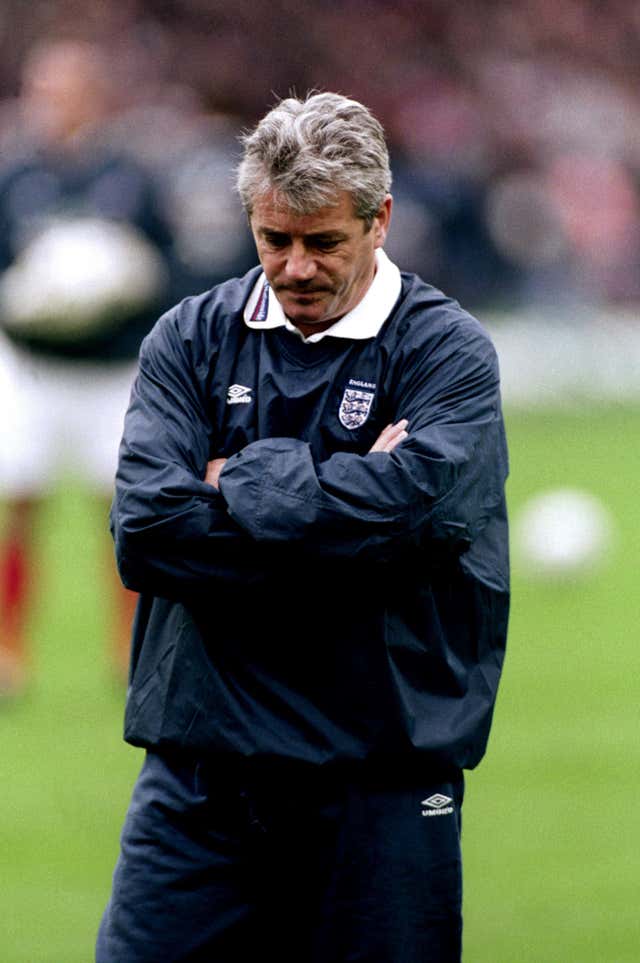 A disappointed Kevin Keegan leaves the pitch for the last time as England manager 