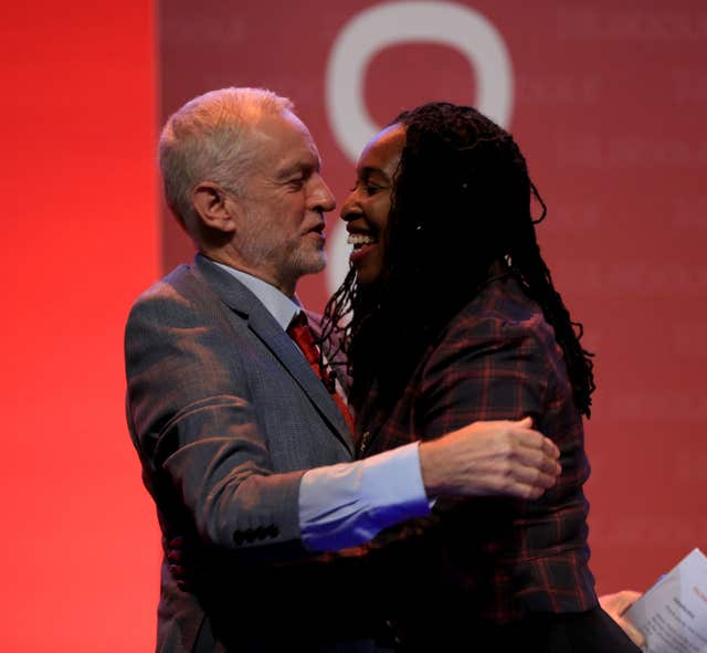 Jeremy Corbyn with Dawn Butler at Labour's women's conference (Peter Byrne/PA)