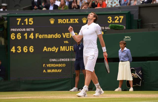 Andy Murray celebrated a memorable triumph over Fernando Verdasco on his way to winning Wimbledon in 2013