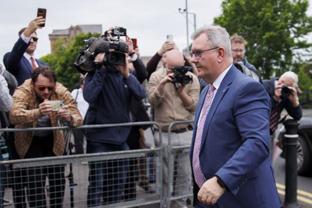 Jeffrey Donaldson arriving at Newry Crown Court