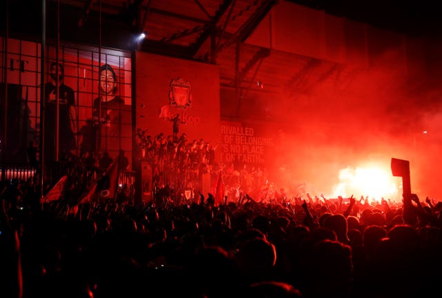 Liverpool fans outside Anfield