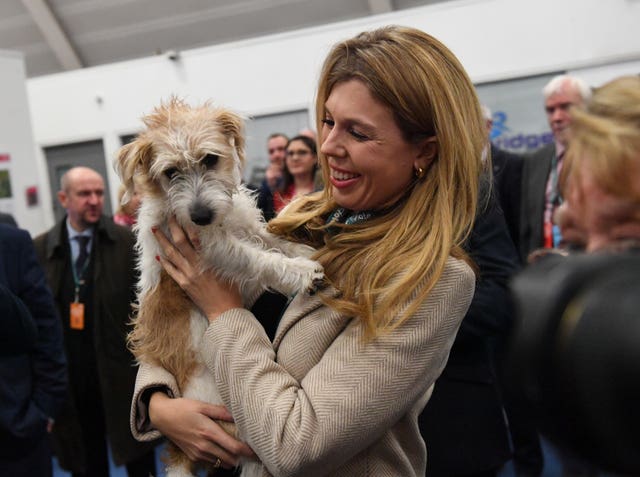 Carrie Symonds with dog Dilyn