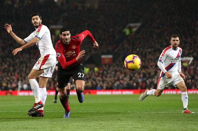 Manchester United’s Marouane Fellaini (centre) in action at Old Trafford 