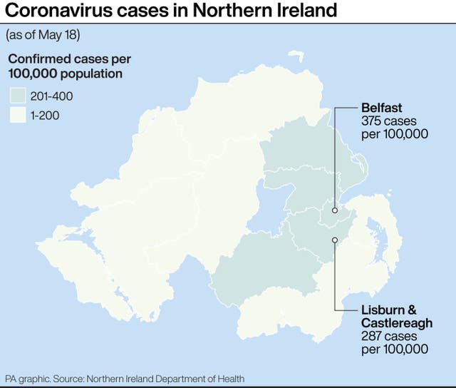 Coronavirus cases in Northern Ireland
