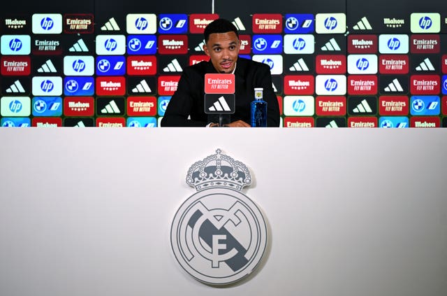 Real Madrid’s Trent Alexander-Arnold during a press conference