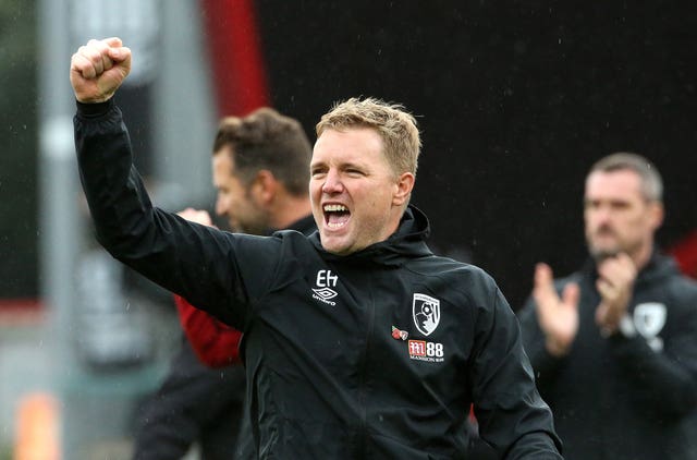 Bournemouth manager Eddie Howe celebrates after the final whistle