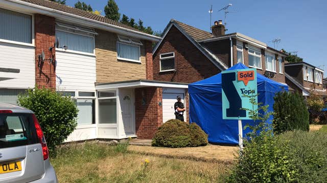 A blue tent was erected outside Lucy Letby's home