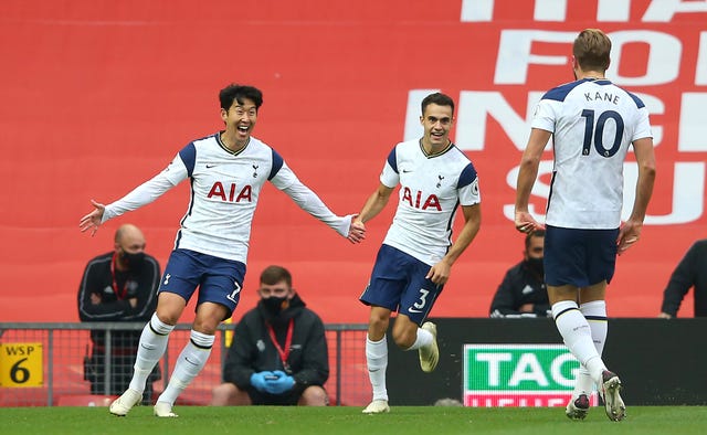 Son Heung-min (left) notched twice for Tottenham 