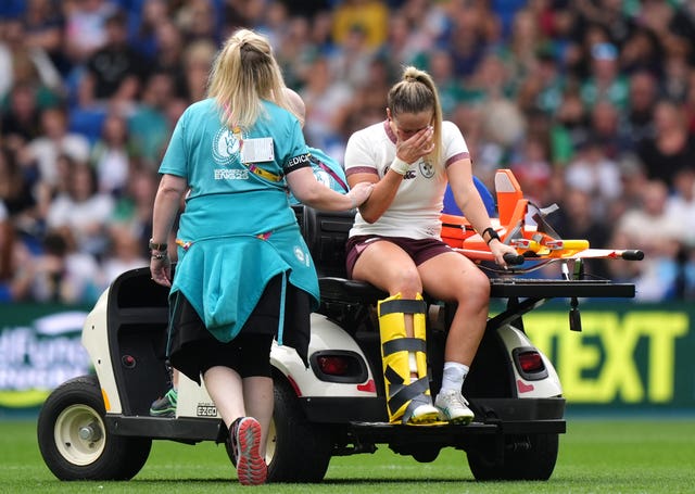 Stacey Flood leaves the field