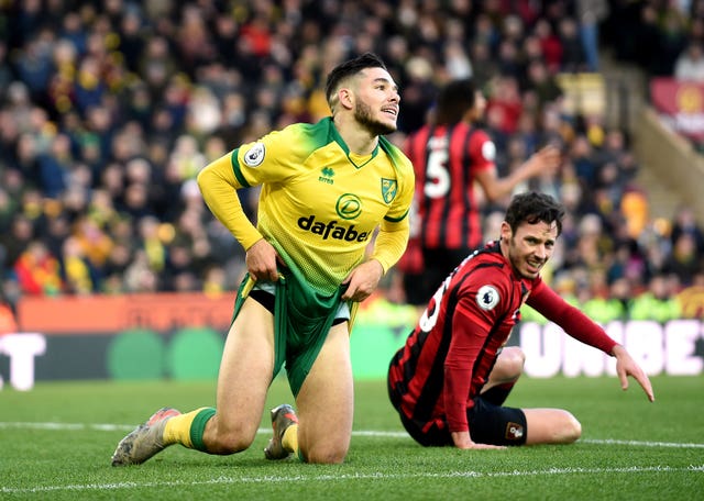 Norwich midfielder Emi Buendia shows his frustration against Bournemouth. The Canaries won the match won 1-0 but endured a dismal season, finishing bottom of the table and suffering an immediate return to the Championship