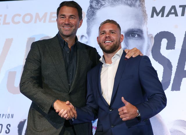 Promoter Eddie Hearn, left, was left bemused by Saunders' comments (Yui Mok/PA)