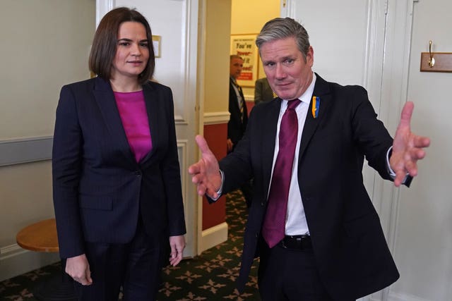Sir Keir Starmer with Belarusian opposition leader Sviatlana Tsikhanouskaya in 2022