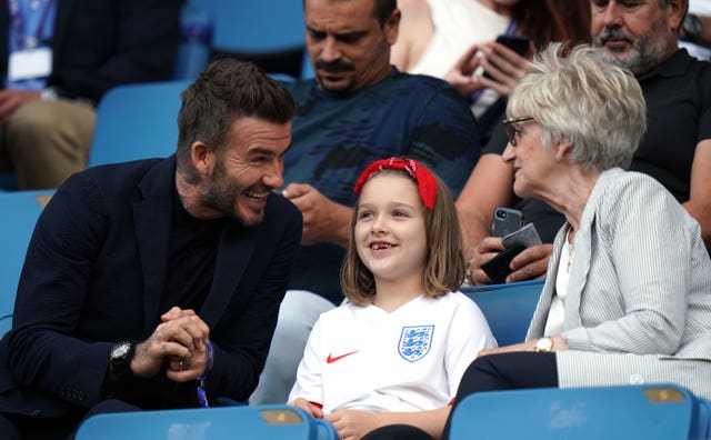 David Beckham with mum Sandra and daughter Harper