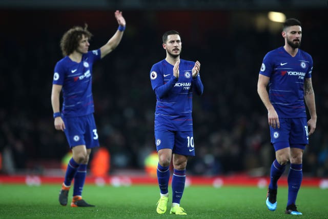 Chelsea's Eden Hazard applauds fans after the final whistle (Nick Potts/PA).