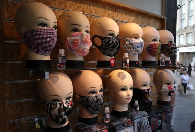 Face coveringsin a shop (Andrew Milligan/PA)