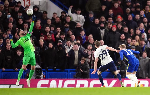 Hugo Lloris keeps out Timo Werner''s effort 