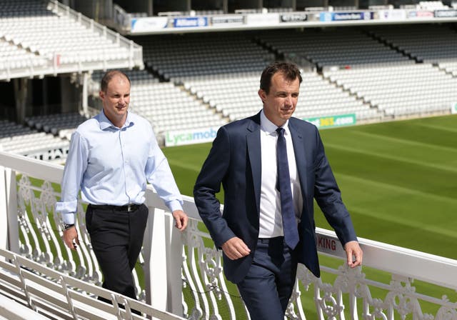 ECB chief executive Tom Harrison, right, says there will be no professional cricket played until it is safe to do so 