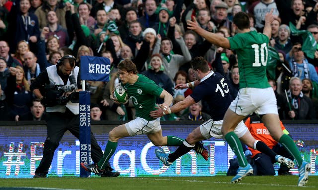 Andrew Trimble, left, helped Ireland cope without captain Paul O'Connell in 2014