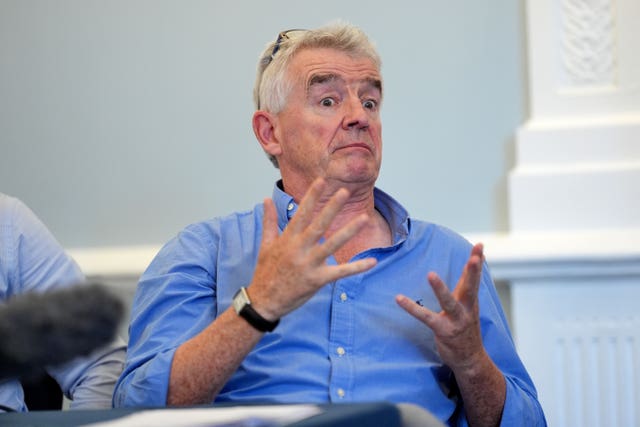 Chief executive Michael O’Leary speaking during a business update about Ryanair at a press conference at Andaz London