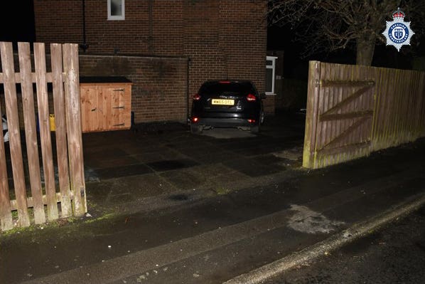 The driveway of the property on Bardsley Avenue, Warrington, where the attack happened