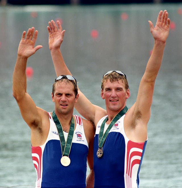 Steve Redgrave, left, felt ready to retire after winning gold in the coxless pairs alongside Matthew Pinsent in 1996 