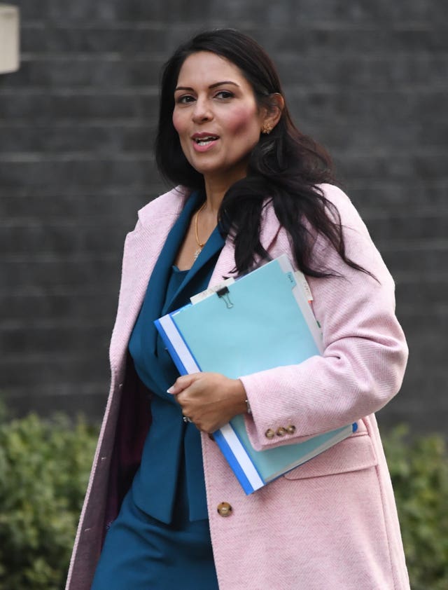 Home Secretary Priti Patel arrives for a Cabinet meeting in Downing Street 