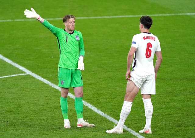 England goalkeeper Jordan Pickford and defender Harry Maguire