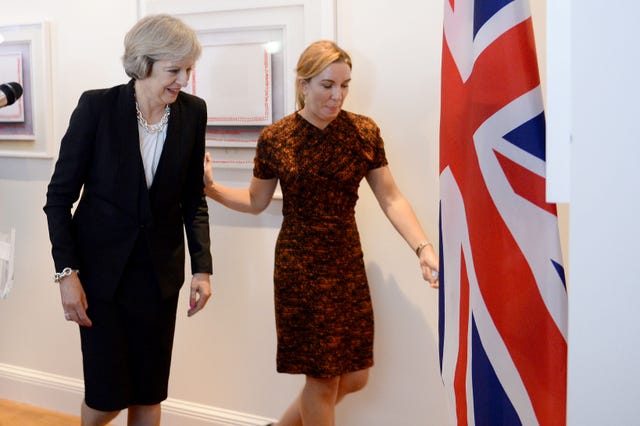 Dame Antonia, right, with Theresa May in 2016