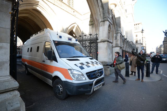 The prison van containing John Worboys leaves the Royal Courts of Justice in London (Kirsty O'Connor/PA)