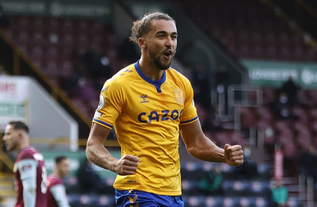 Everton's Dominic Calvert-Lewin celebrates his equaliser at Burnley