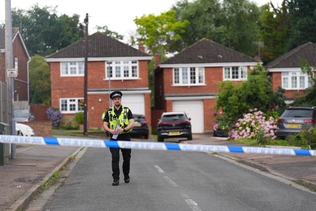 Police at the scene in Ashlyn Close, Bushey in July 2024