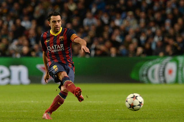 Xavi playing for Barcelona 