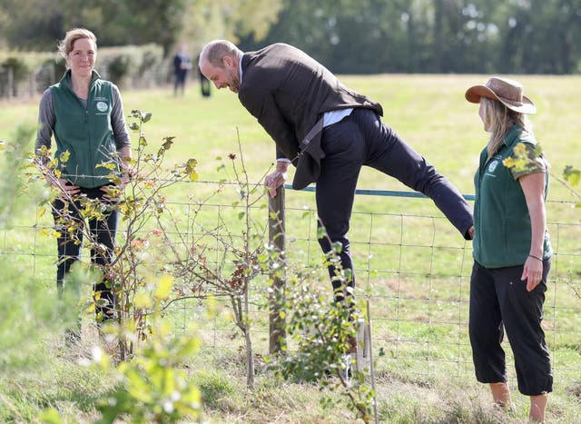 William had to negotiate a wire fence during a visit to White Castle Farm in Abergavenny