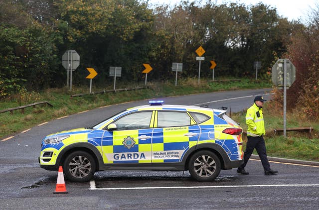 Garda at the scene of the crash