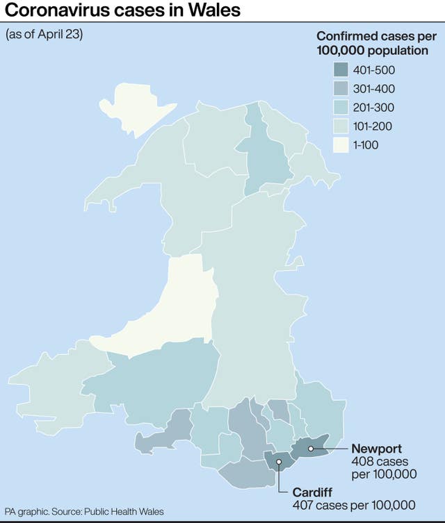 Coronavirus cases in Wales