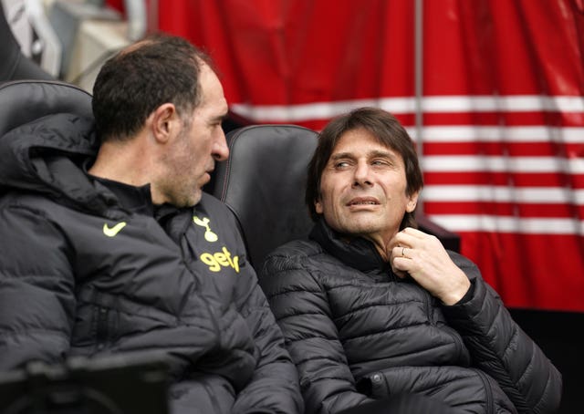 Antonio Conte, right, was replaced by Cristian Stellini, left, until the end of the season