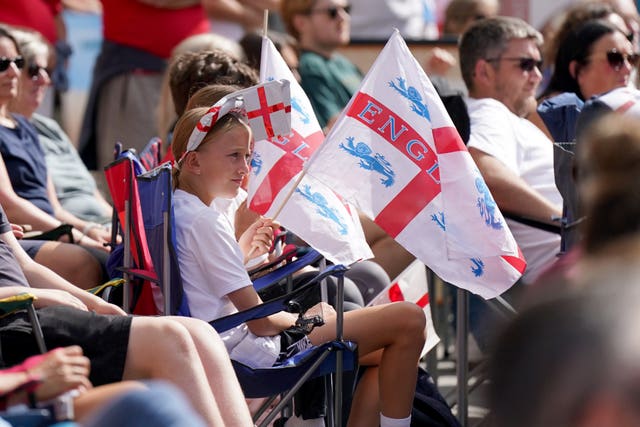 England fans in Cathedral Square, Worcester