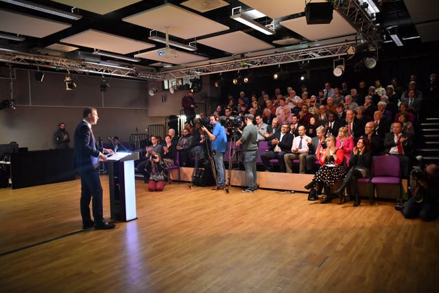 Plaid Cymru leader Adam Price speaks during the launch of his party’s manifesto