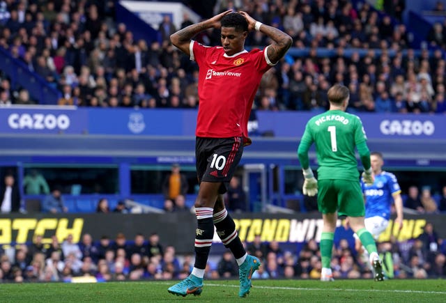 Marcus Rashford rues a missed chance