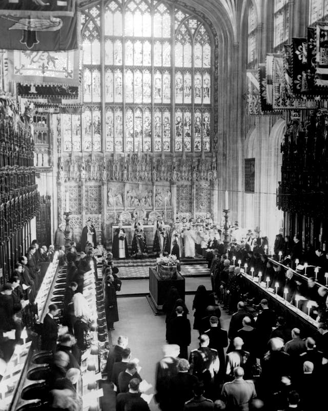 The funeral of King George VI at St George's in 1952 (PA)