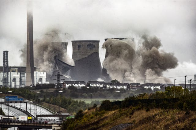 Ferrybridge Power Station being demolished